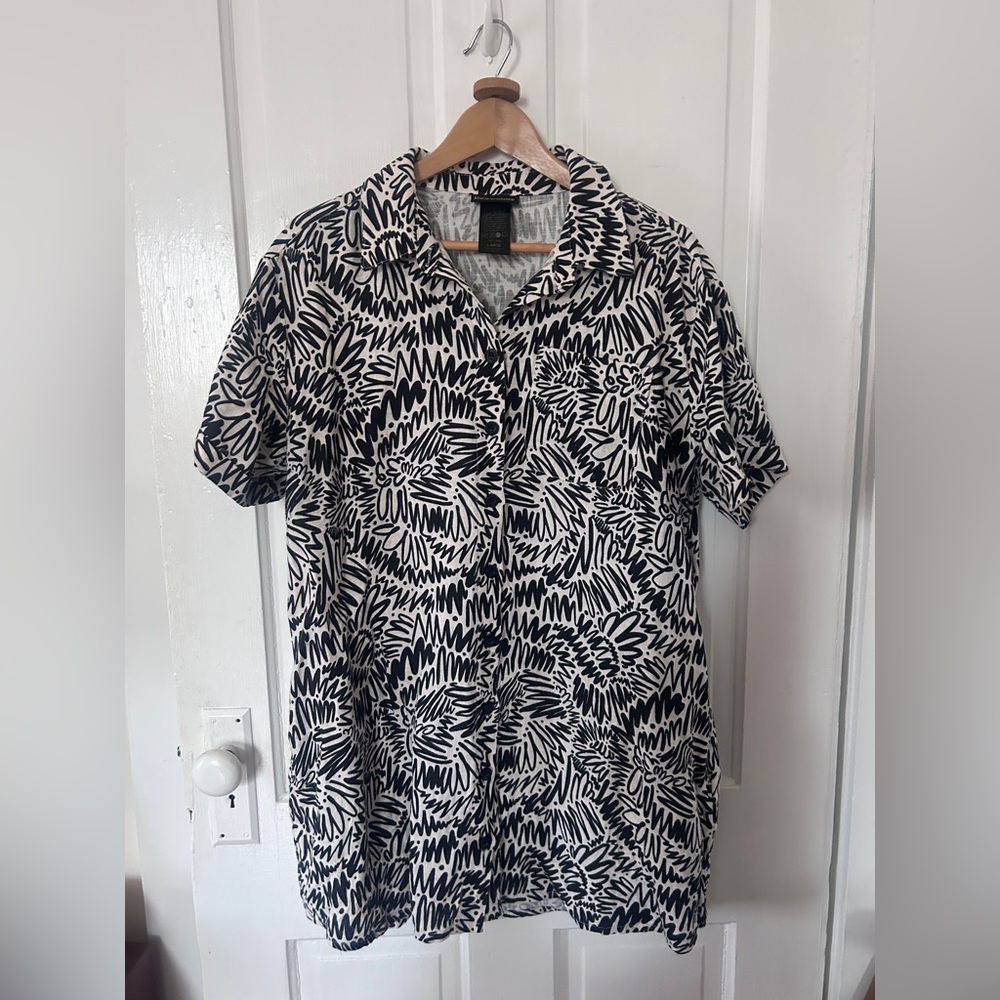 Nooworks Linen Shirt Dress Zig Zag
